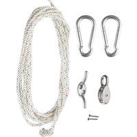Primrose Galvanised Steel Easy Hoist Standard Fixing Kit for Shade Sail Fitting in Metallic Silver