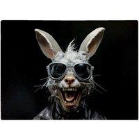 Warren Reed - Designer Funky Rabbit Face With Glasses Glass Chopping Board in Grey