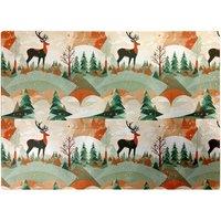 Warren Reed - Designer Reindeer On A Snowy Landscape Pattern Glass Chopping Board in Green