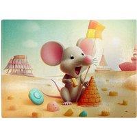 Warren Reed - Designer A Mouse On A Beach Holiday Glass Chopping Board in Yellow