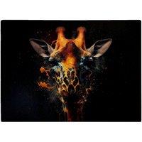 Warren Reed - Designer Golden Giraffe Face Splashart Glass Chopping Board in Yellow