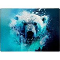 Warren Reed - Designer Polar Bear Face Splashart Glass Chopping Board in Brown