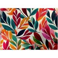 Warren Reed - Designer Bright Leaves Pattern Glass Chopping Board in Orange