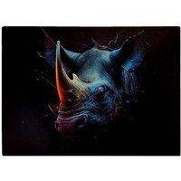 Warren Reed - Designer Rhino Face Splashart Glass Chopping Board in Grey