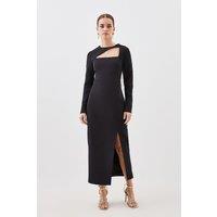 Petite Compact Stretch Viscose High Neck Midi Dress