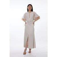 Viscose Satin Batwing Midi Dress