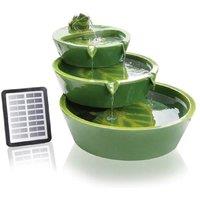 Solar Water Feature Bowls Frog Cascading Leaf Pattern 64cm