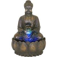 Water Feature Blossoming Bronze Buddha Fountain Cascade Lights 57cm