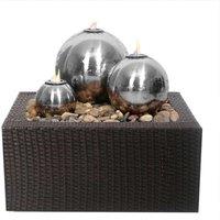 Water Feature Magma Triple Sphere Stainless Steel Fire and Water