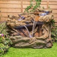 Outdoor Water 'Montana Falls' Feature Log & Rock Cascade Lights 77cm