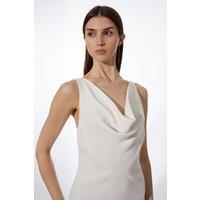 Fluid Tailored Cowl Neck Backless Maxi Dress