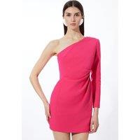 Compact Stretch One Shoulder Pleated Waist Mini Dress