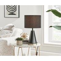 FurnitureboxUK Zoe Energy Efficient Conical Metal Table Lamp Light With Fabric Shade (Including Bulb) in Black