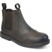 Frank James Men's Leather Brogue Chelsea Ankle Boots in Chocolate | Size: 4