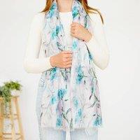 My Posh Shop Women's Turquoise Hazy Flower Print Scarf