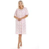 Camille Women's Short Sleeve Button Up Floral Nightdress in Pink | Size: 18-20