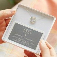 My Posh Shop Women's 50th Birthday Sterling Silver Ring Necklace | Size: 18 inches