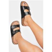 Yours Women's Extra Wide Fit Buckle Strap Footbed Sandals in Black | Size: 5EEE