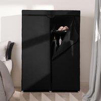 OHS Fabric Canvas Wardrobe Zip Hanging Clothes Rail Organizer in Black