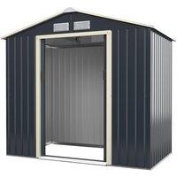 7 x 4FT Metal Garden Storage Shed Galvanized Tool Storage House w/ Lockable Doors