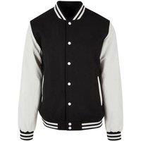Build Your Brand Men's Old School College Varsity Jacket in Black | Size: 5XL