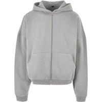 Build Your Brand Men's 90s Full Zip Hoodie in Grey | Size: XL