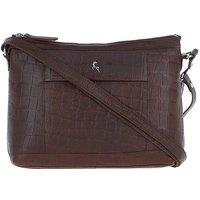 Ashwood Leather Women's 'Luxury' Croc Print Real Leather Shoulder Bag in Maroon