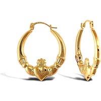 Jewelco London Women's 9ct Gold Claddagh (Chladaigh) Creole Earrings