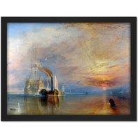 Artery8 Wall Art Print Turner The Fighting Temeraire Ship Painting Large Framed Wall Dcor Art in Light Oak | Size: W18 x H24