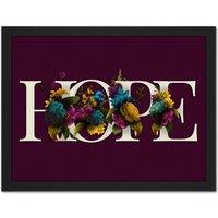 Artery8 Wall Art Print Flower Hope Inspiration Word Art Large Framed Wall Dcor Art in Light Oak | Size: W18 x H24