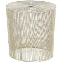 Orsina Silver Large Cage Round Table, Iron Strips Coffee Table, Durable End Side Table for Indoor, Outdoor Spaces