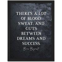 Artery8 Wall Art Print Slate Quote Bear Bryant Blood Sweats Guts Dream Success Large Framed Wall Dcor Art in Light Oak | Size: W18 x H24