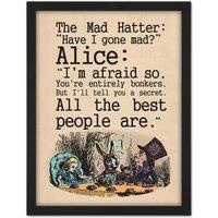 Artery8 Wall Art Print Alice In Wonderland Mad Hatter Tea Party Large Framed Wall Dcor Art in White | Size: W18 x H24