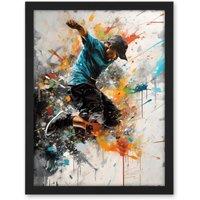 Artery8 Wall Art Print Parkour Jump Urban Sport Paint Splat Action Shot Large Framed Wall Dcor Art in Light Oak | Size: W18 x H24