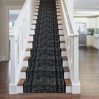 runrug Black Afrikans Stair Carpet Runner | Size: 80 cm x 480 cm