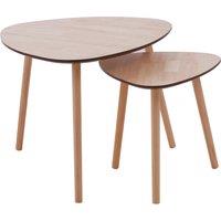 Orsina Set of 2 Nesting Tables, Wood Nest of Tables With Three Legs, Sleek & Sturdy Side Tables For Living Room in Natural