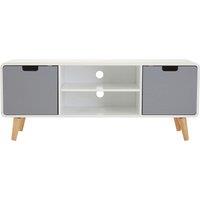 Orsina Sleek & Modern TV Unit, Versatile TV Cabinet, White Finish TV & Storage Unit, Sleek Corner TV Unit in Grey