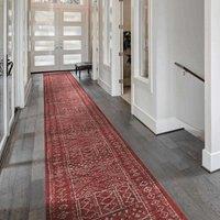 runrug Hallway Carpet Runner Rug - Soft & Comfy, 9mm - Afrikans in Red | Size: 80 cm x 390 cm