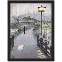 Artery8 Wall Art Print Kasamatsu Shiro Evening Rain Shinobazu Pond Japan Large Framed Wall Dcor Art in Light Oak | Size: W18 x H24