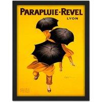 Artery8 Wall Art Print Parapluie Revel Umbrella Rain Lyon France Large Framed Wall Dcor Art in Light Oak | Size: W18 x H24
