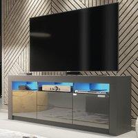 Creative Furniture Shine TV Unit 160cm - A Bright & Stylish Cabinet with Gloss Doors & LED Lights in Dark Grey
