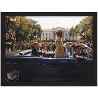 Artery8 Wall Art Print Parade JFK President Kennedy Emperor Haile Selassie Photo Large Framed Wall Dcor Art in Light Oak | Size: W18 x H24