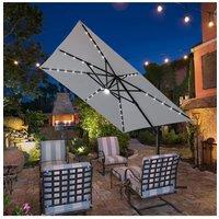 2.96m W x 3m D Square Cantilever Parasol with Solar-Powered LED Lights