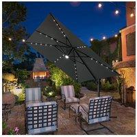 2.96m W x 3m D Square Cantilever Parasol with Solar-Powered LED Lights