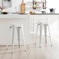 FurnitureboxUK Set of 2 Colton 'Tolix' Style Metal Stackable Retro Industrial Bar Stools in White