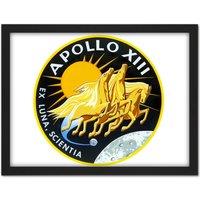 Artery8 Wall Art Print Space NASA Apollo 13 Mission Emblem Badge Patch Large Framed Wall Dcor Art in Black | Size: W18 x H24