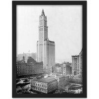 Artery8 Wall Art Print New York City Woolworth Building 2 1915 Vintage Photo Large Framed Wall Dcor Art in Light Oak | Size: W18 x H24
