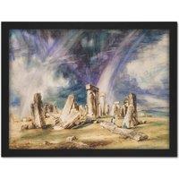 Artery8 Wall Art Print John Constable Stonehenge Large Framed Wall Dcor Art in White | Size: W18 x H24