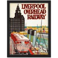 Artery8 Wall Art Print Liverpool Overhead Railway 1935 Travel Advert Large Framed Wall Dcor Art in Light Oak | Size: W18 x H24