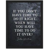 Artery8 Wall Art Print Slate Quote John Wooden Do It Right Basketball Coach Large Framed Wall Dcor Art in Light Oak | Size: W18 x H24